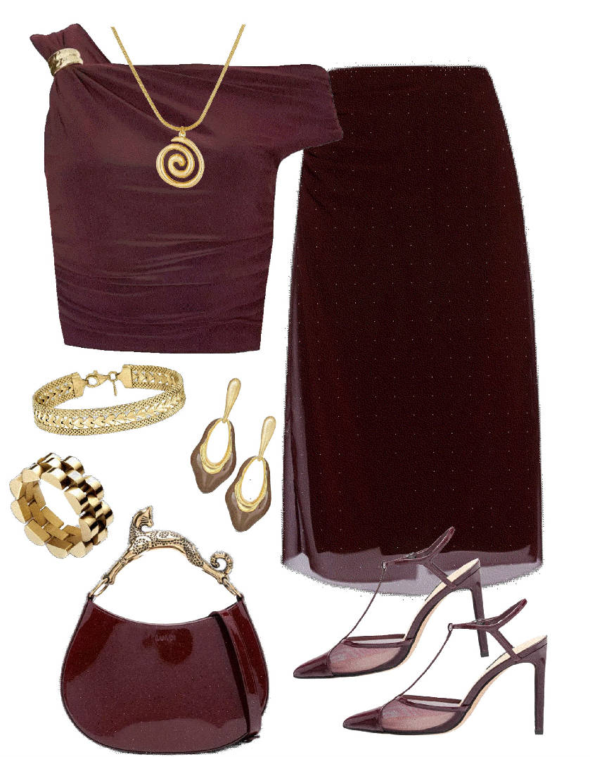 asymmetrica neckl line top and maxi skirt