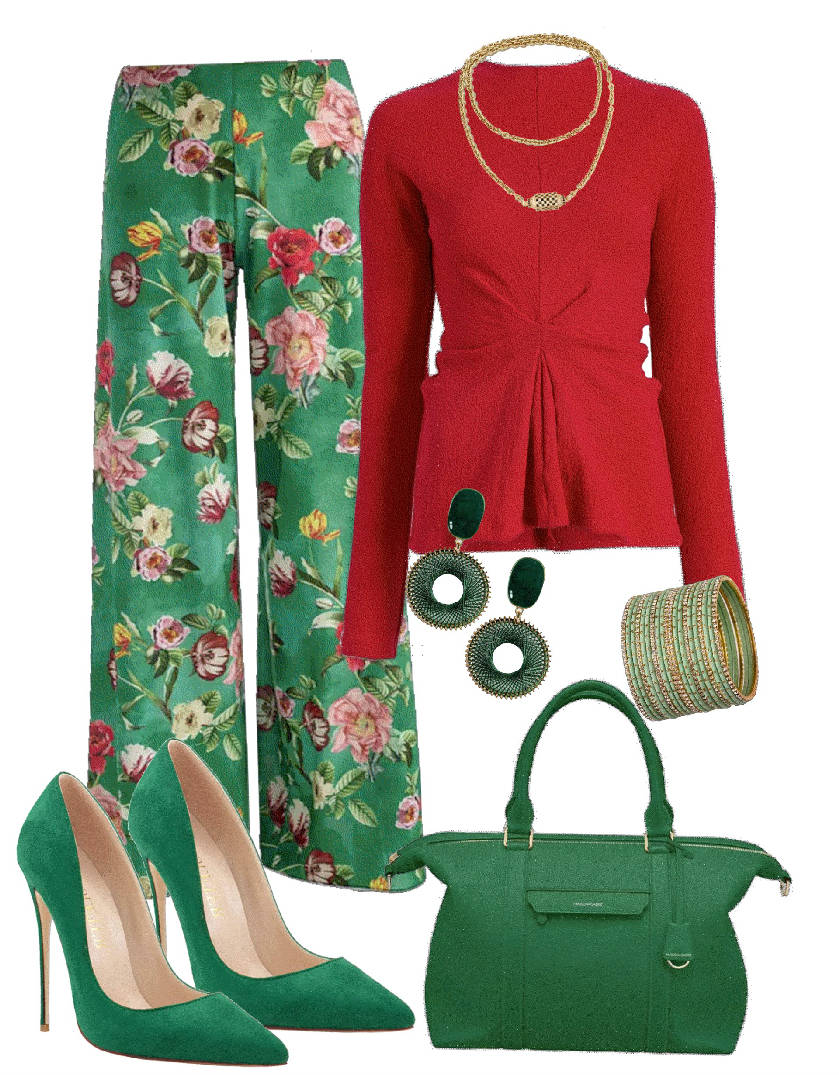 print wide leg pants for inverted triangle body
