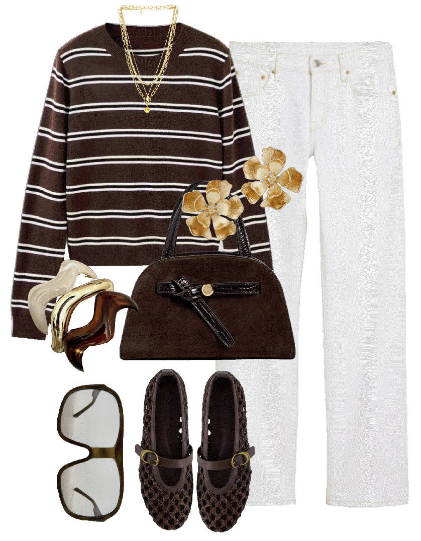 stripe sweater and jeans