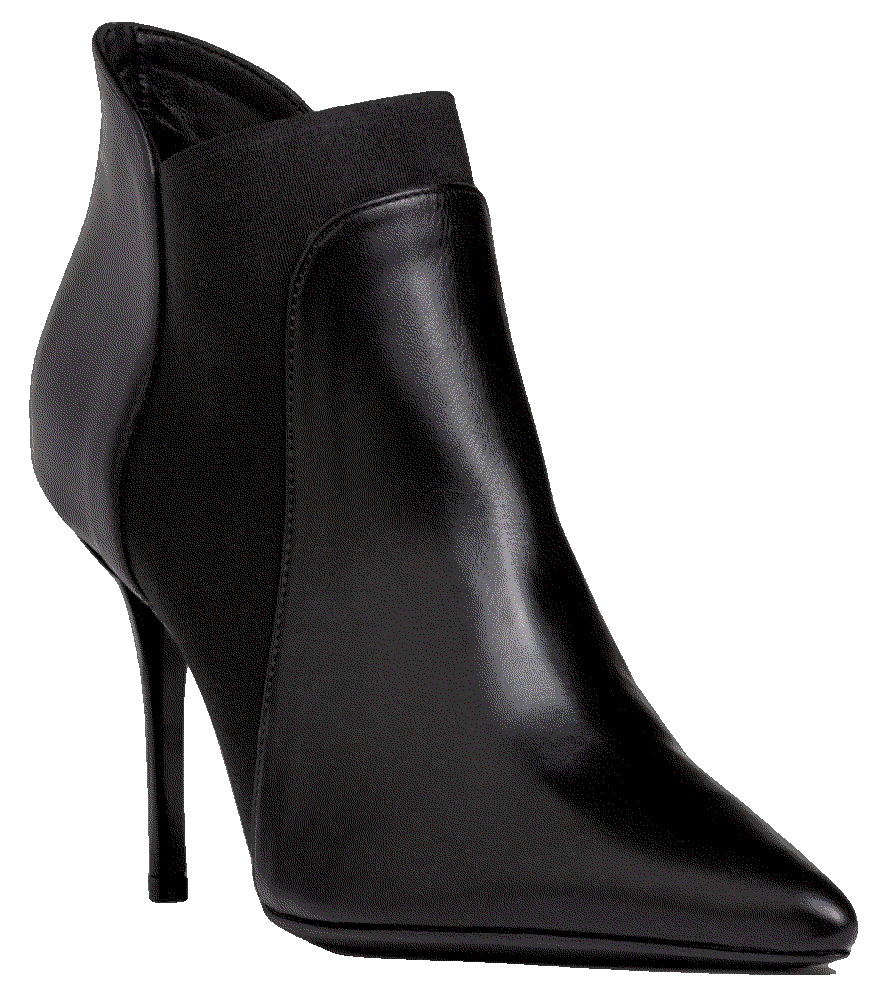 Abby black leather bootie Beautiisoles By Robyn Shreiber