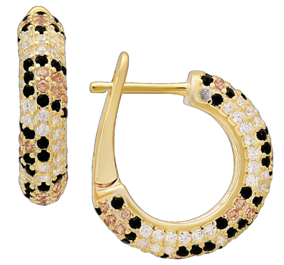 Gold leopard skin pave diamond cz hoop earrings Kylie Harper