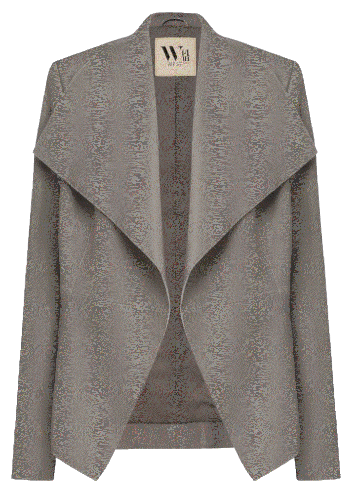 isabella drape jacket moonlight grey leather West 14th