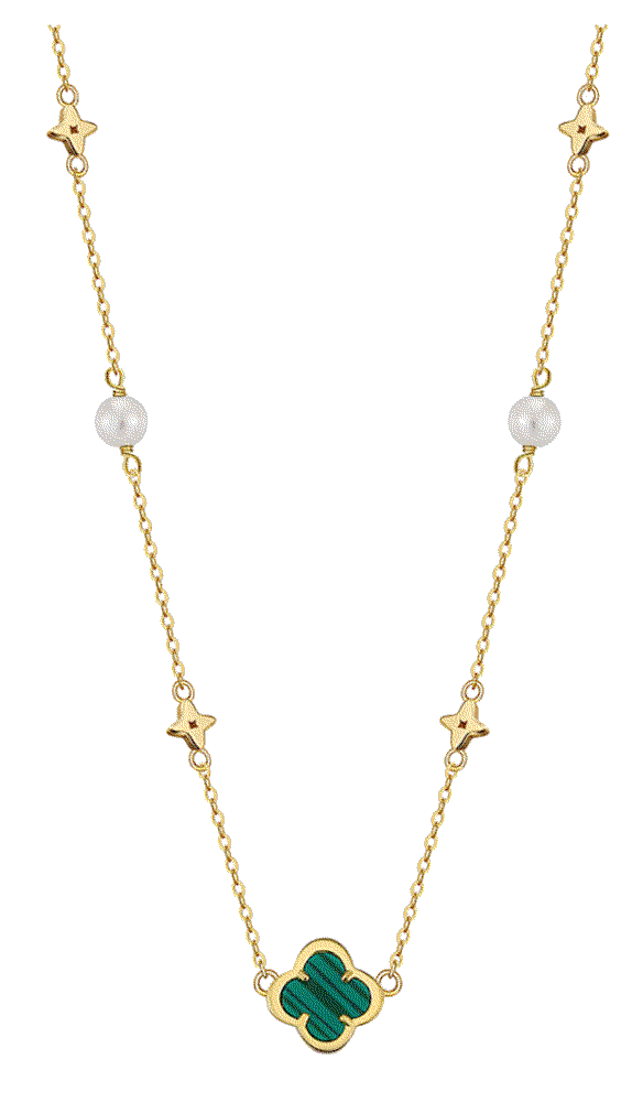 Niamh malachite pearl gold necklace Shaded The Label