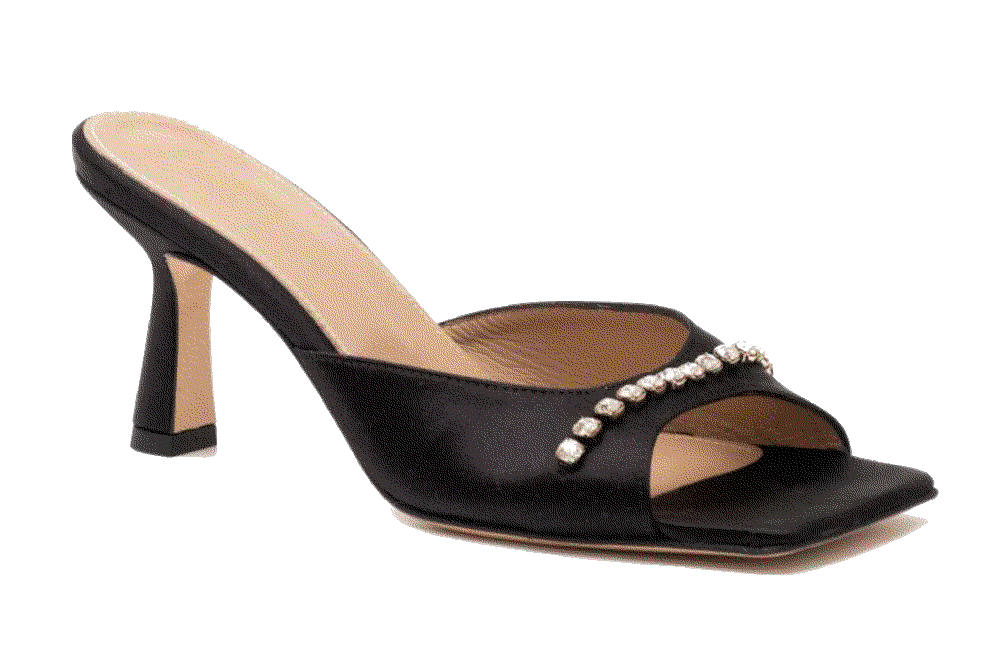 leva mules in black with rhinestones Miyana Berlin