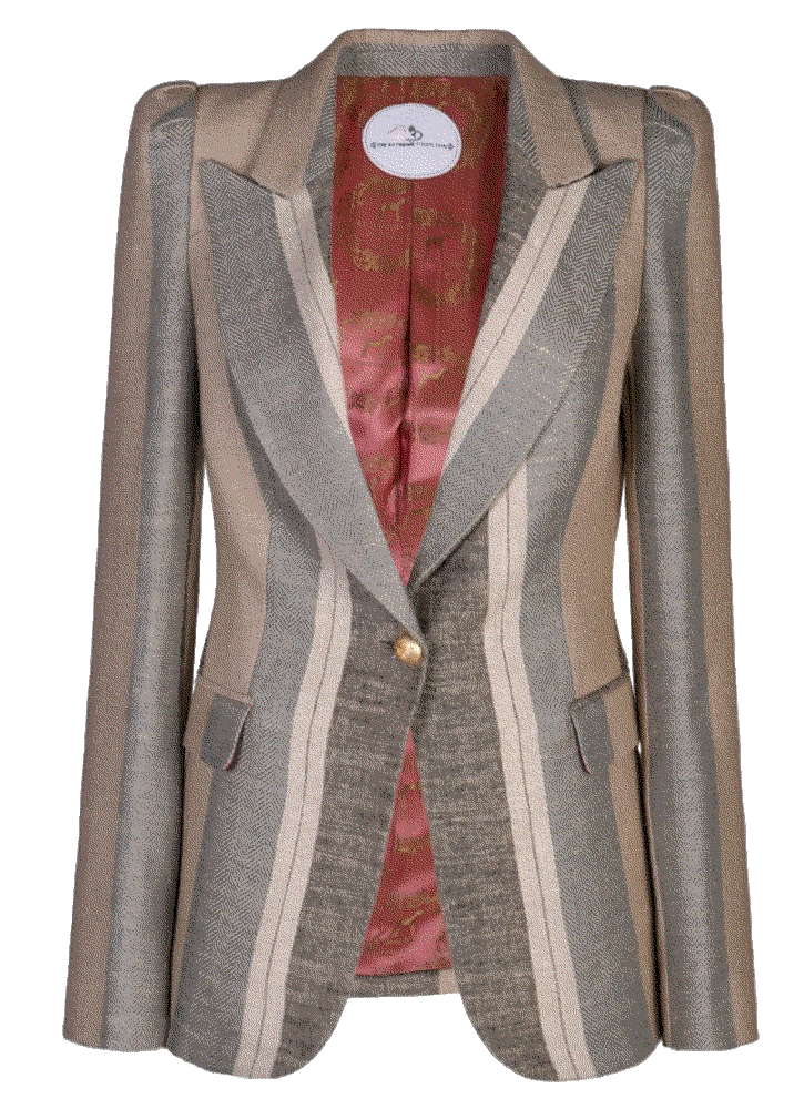 single breasted linen blazer gathered shoulders bruno The Extreme Collection