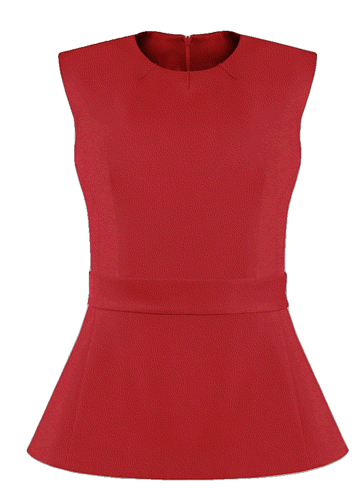 Sleeveless waist fitted top fierce red Tia Dorraine