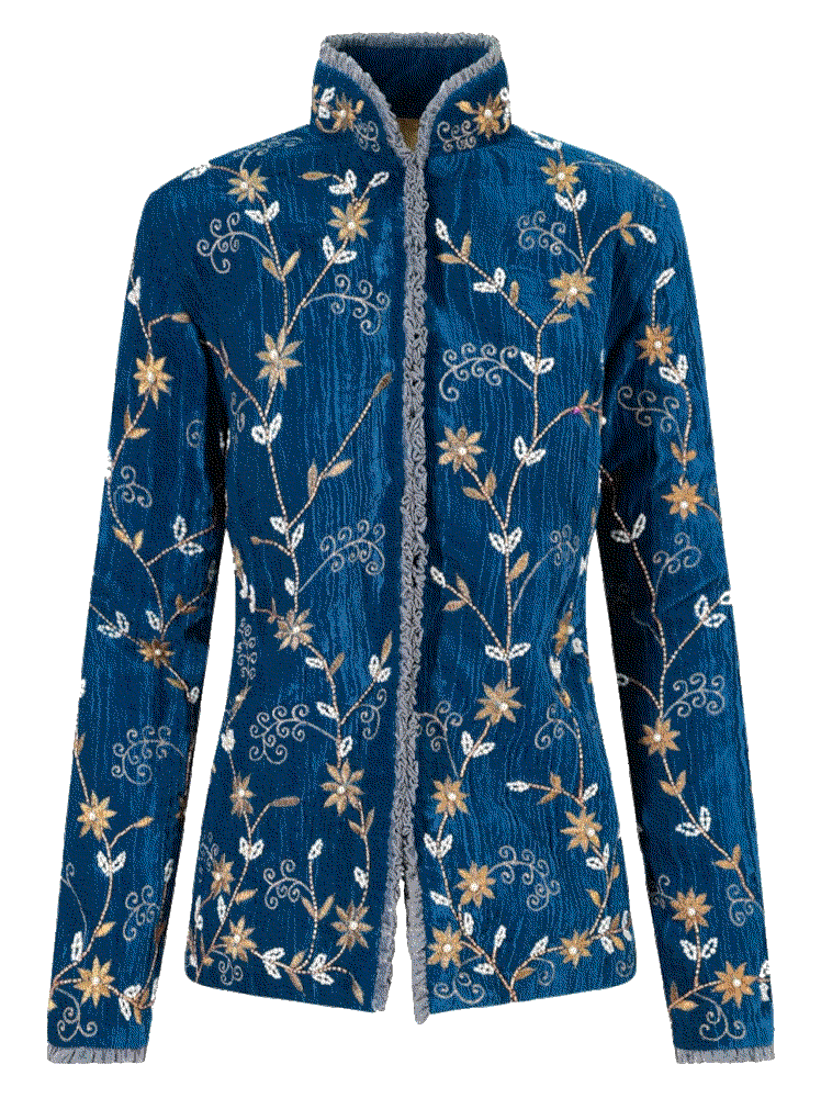 athenian blue pearl klimt velvet short jacket  Beatrice von tresckow