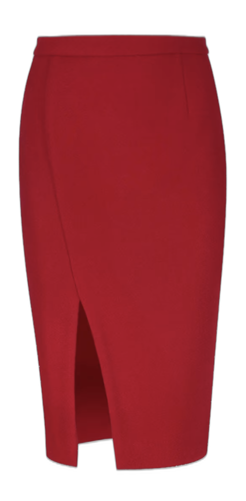 Dark red faux mouflon pencil skirt 1 Conquista