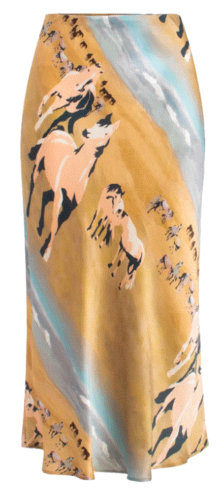 bias cut skirt horses Silk Laundry