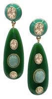 Michael Nash Jewelry Green resin and pierced earrings with light amethyst crystal stones
