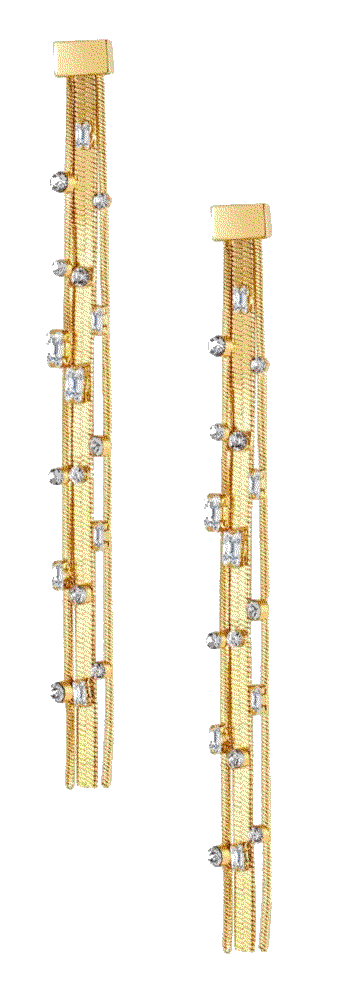 golden tassel zirconia earrings  Classicharms