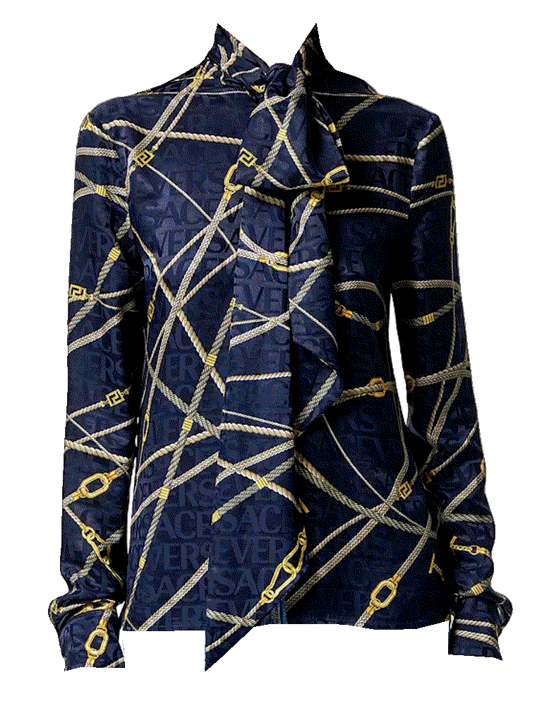 Versace jacquard tie neck logo top Versace