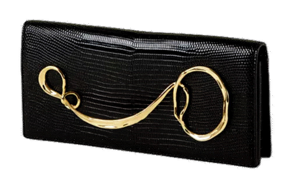 Alexis bittar twisted gold side handle clutch Alexis Bittar 