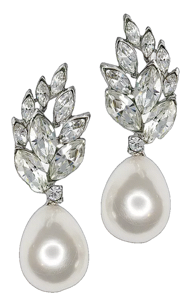 Kenneth jay lane crystal cluster imitation pearl clip on earrings Kenneth Jay Lane
