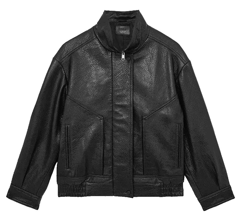 Kiara Textured Leather Jacket Reiss