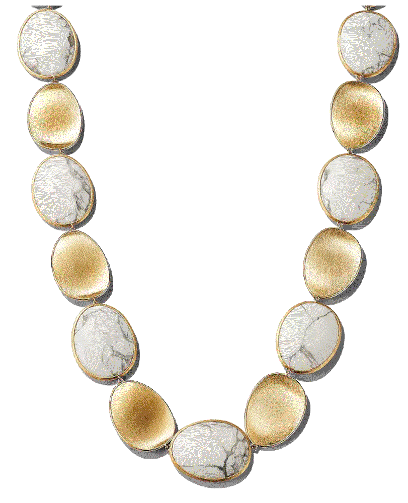 18K Yellow Gold Lunaria Howlite Petal Necklace Moarco Bicego