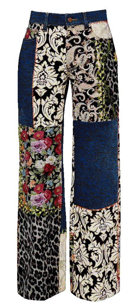 Alice olivia weezy mixed media high rise wide leg jeans in denim multi Alice + Olivia