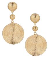 Ettika Ettika textured double disc drop earrings in 18k gold plated