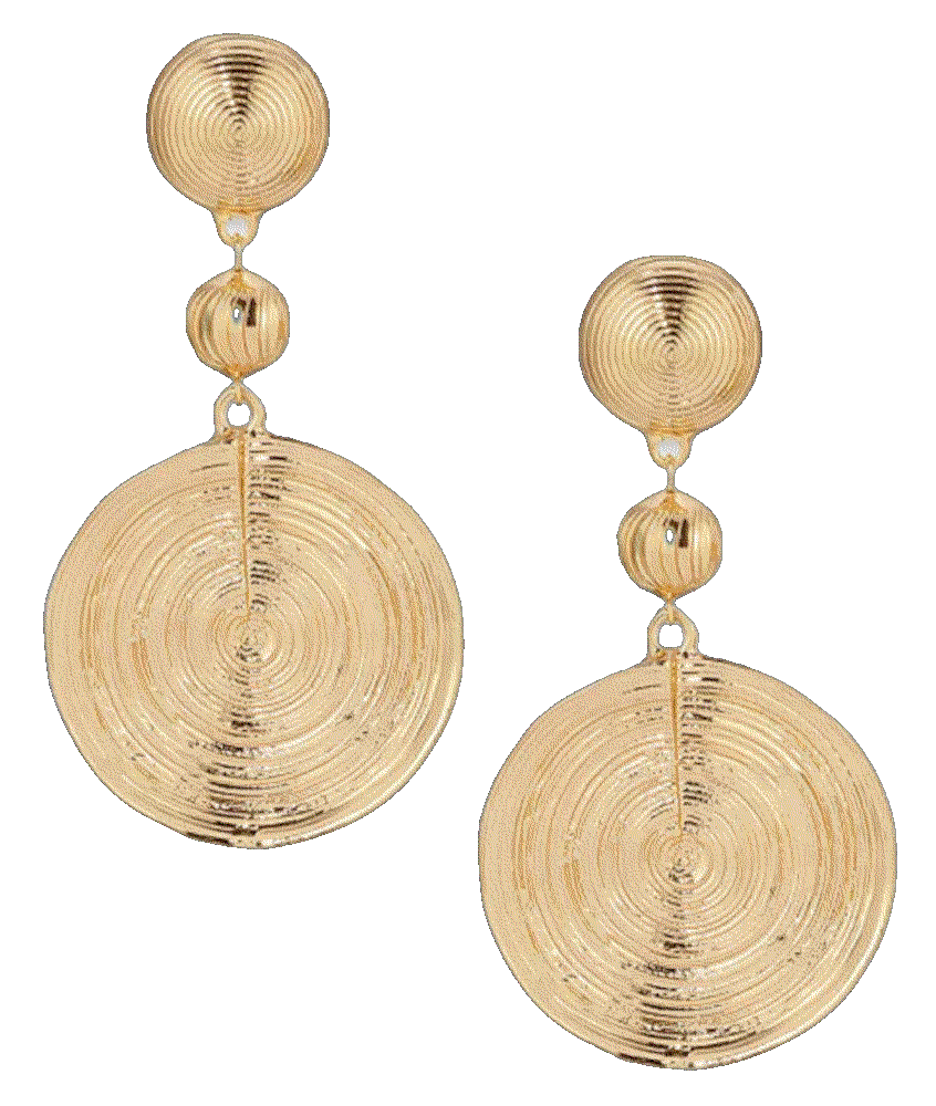 Ettika textured double disc drop earrings in 18k gold plated Ettika