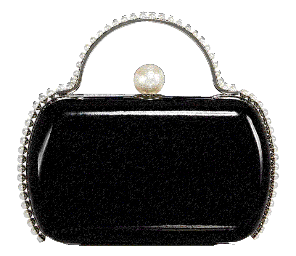 Aqua imitation pearl trim minaudiere box clutch Aqua