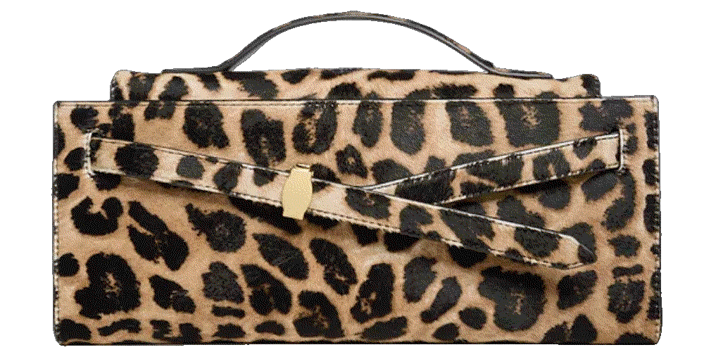 Dash Leopard Print Calf Hair Clutch Veronica Beard