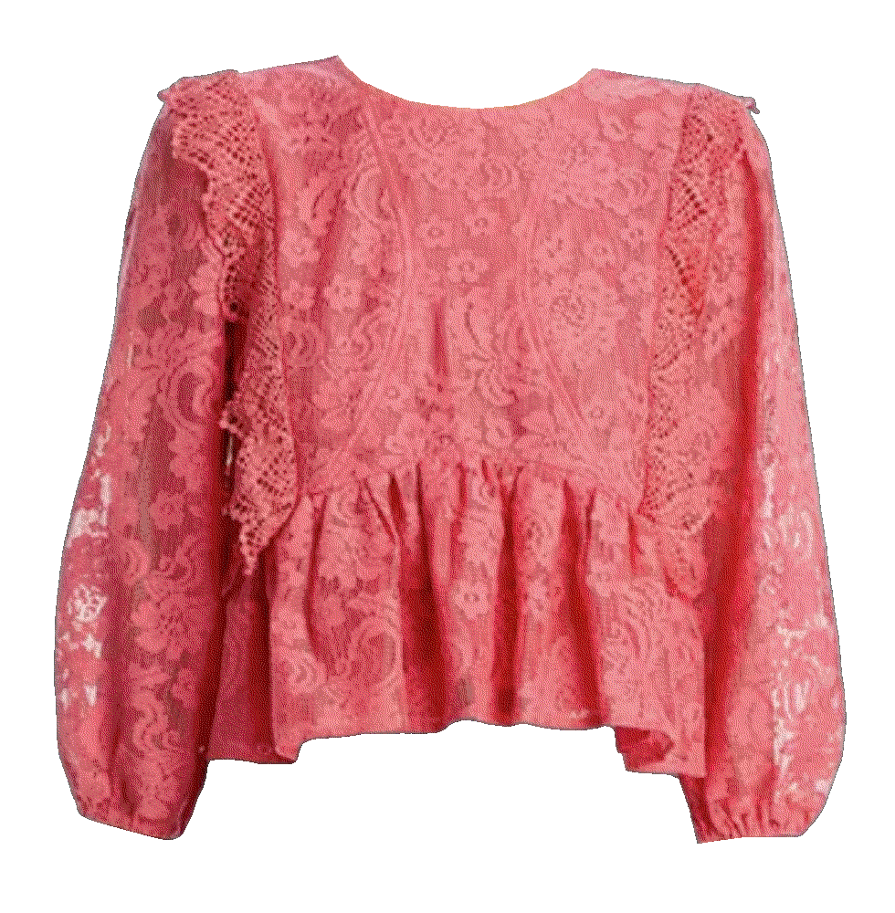 Aqua lace ruffle blouse Aqua
