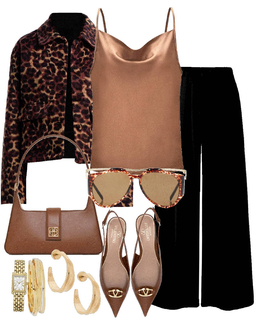 transition outfit with animal print jacket