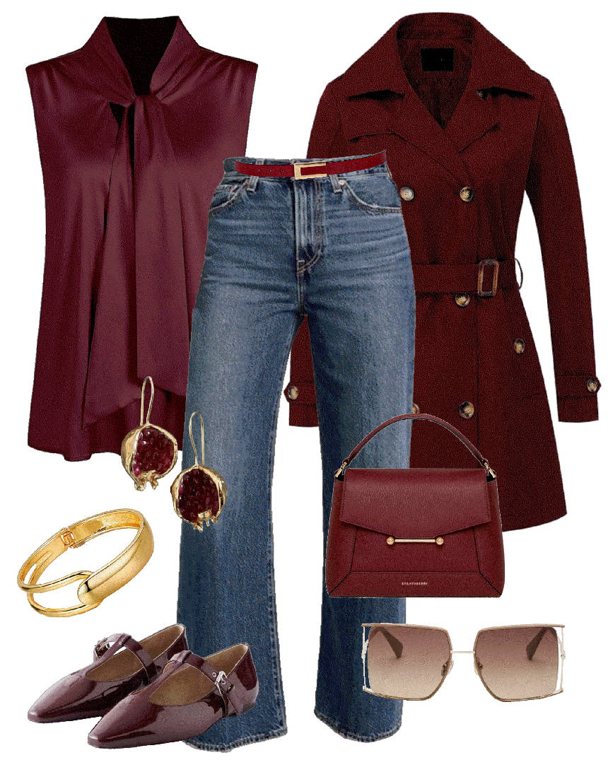 casual jeans outfit and trnch coat