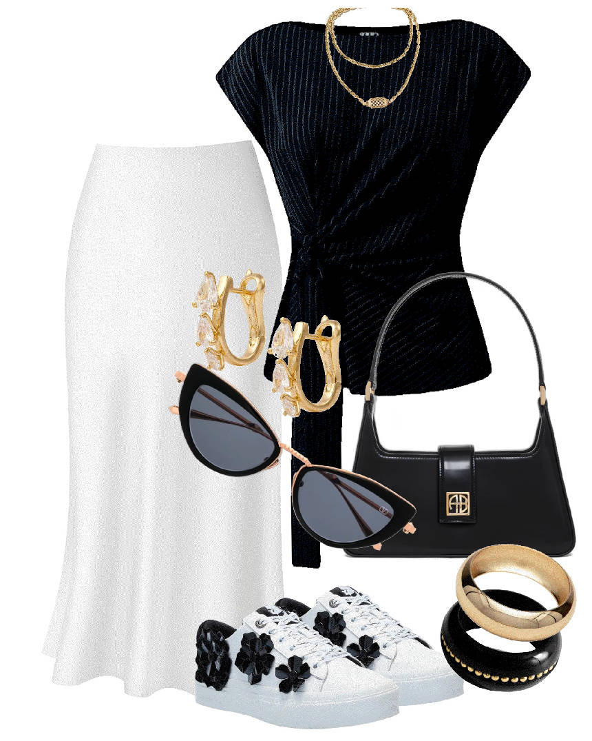 styling a satin skirt with sneakers