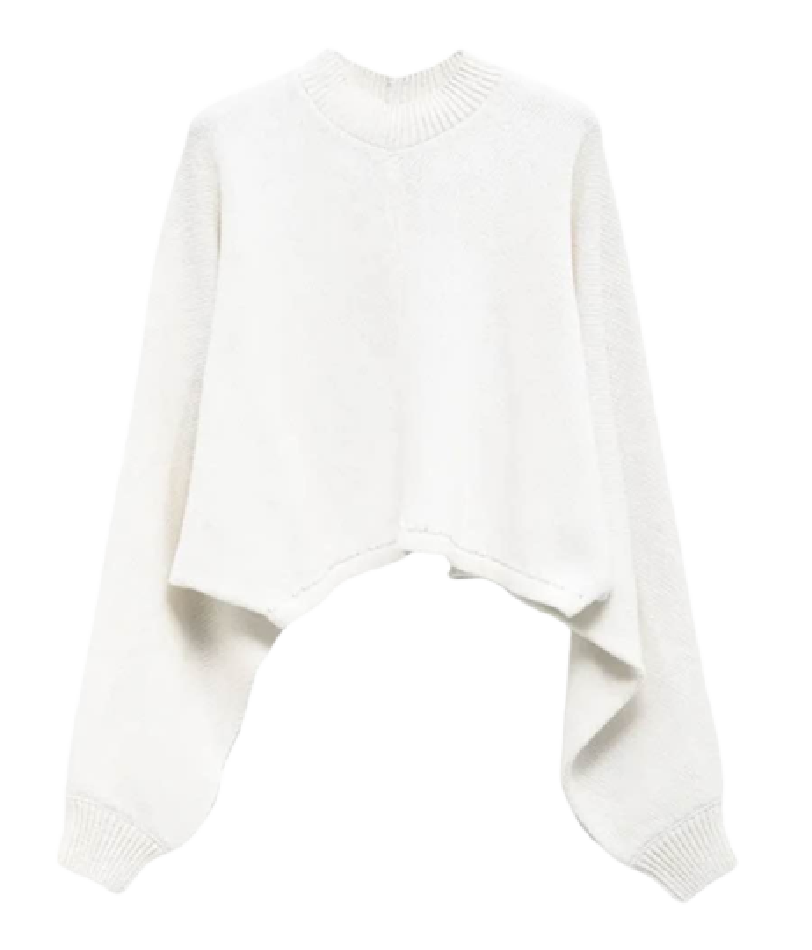 Open back crop sweater in white Alaia