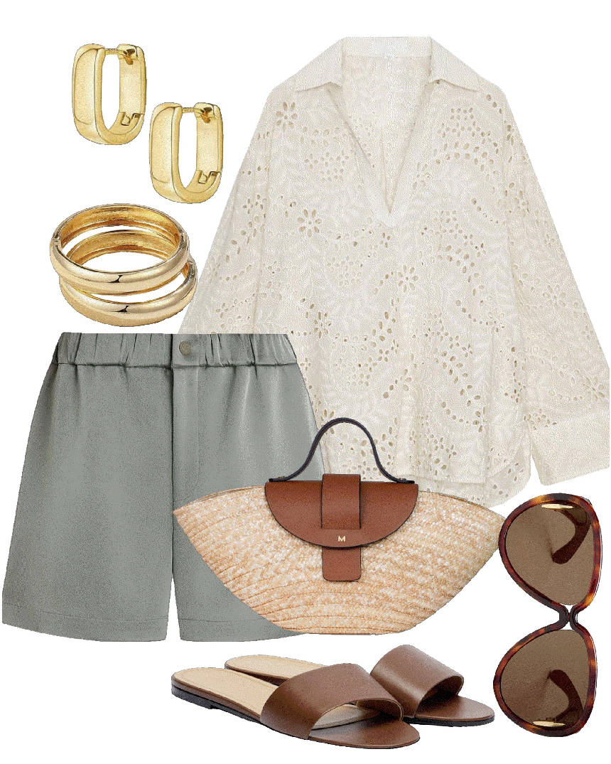 olive green shorts with white shirts