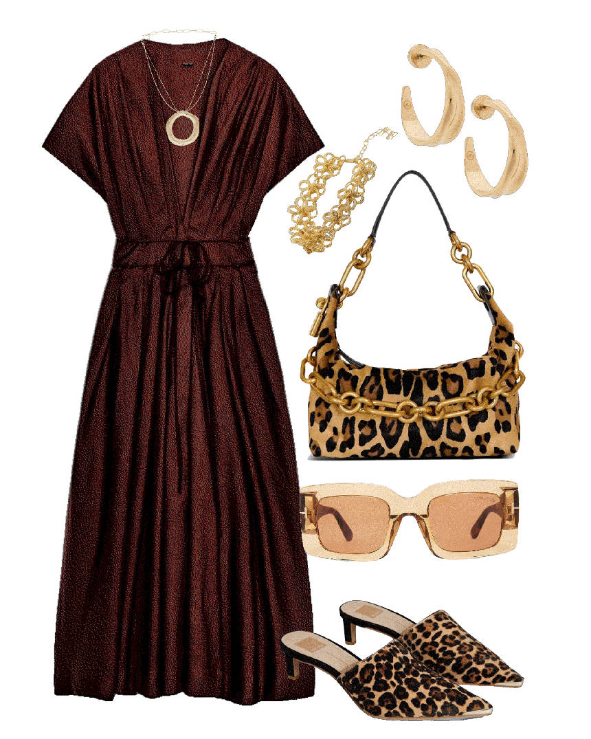 animal print handbag and shoes style