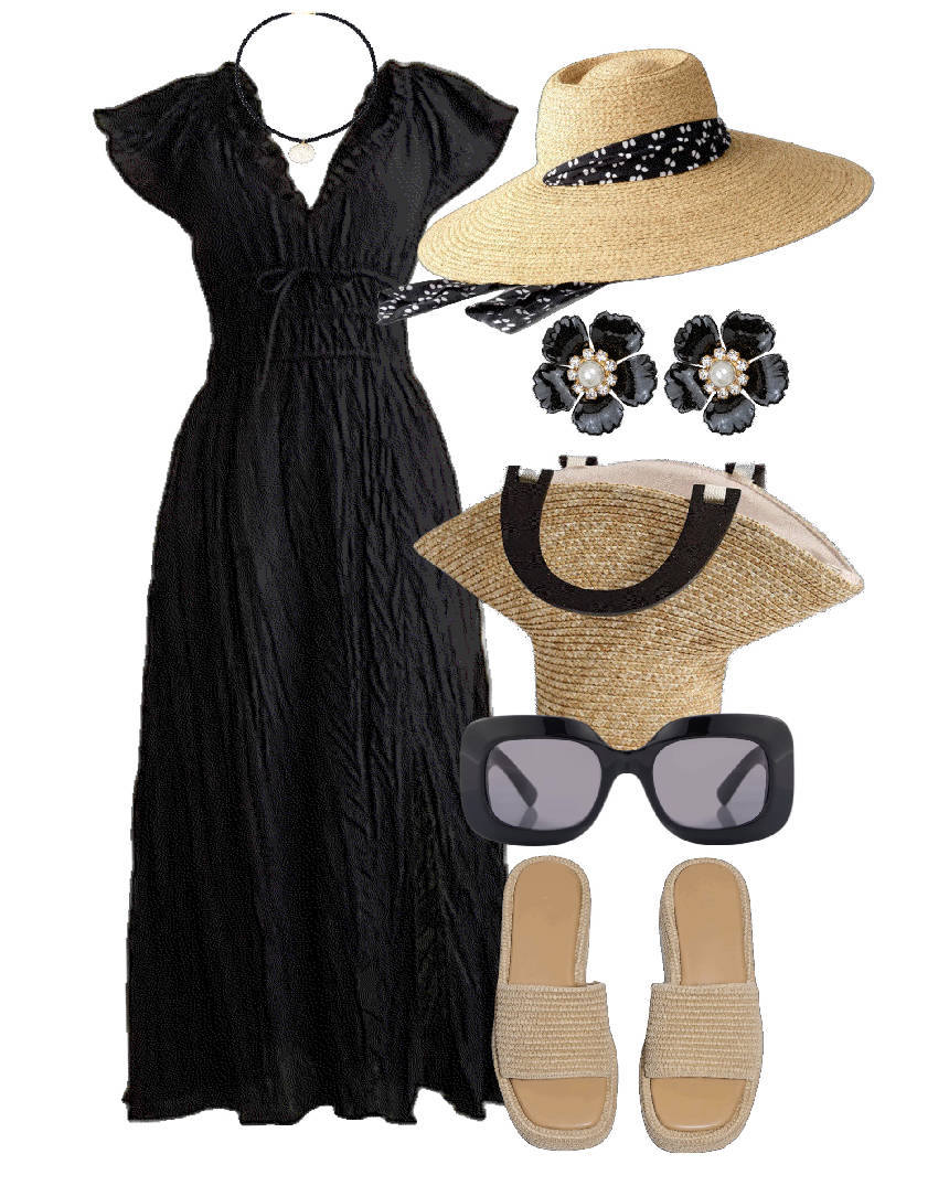 black cinch waist dress for summer
