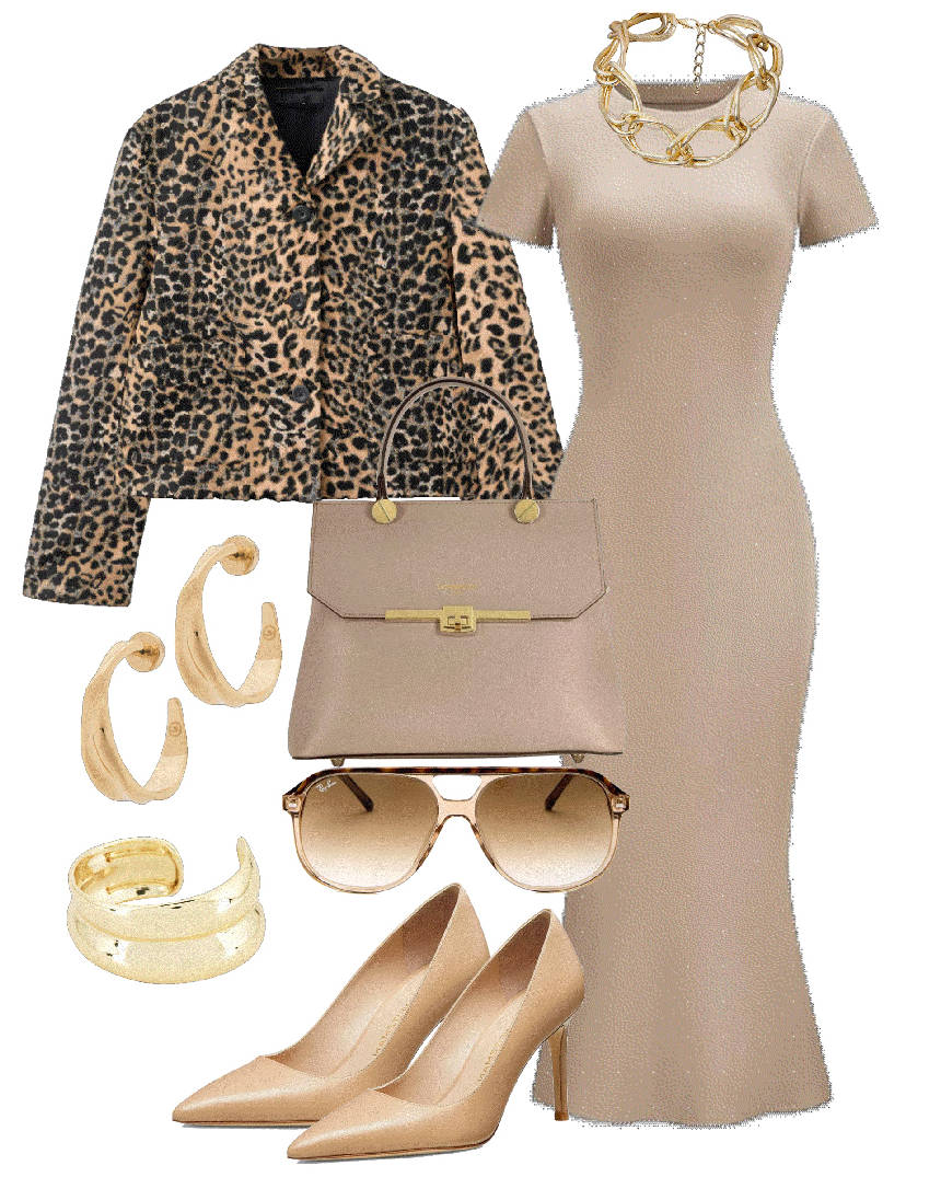 bodycon dress and animal print jacket