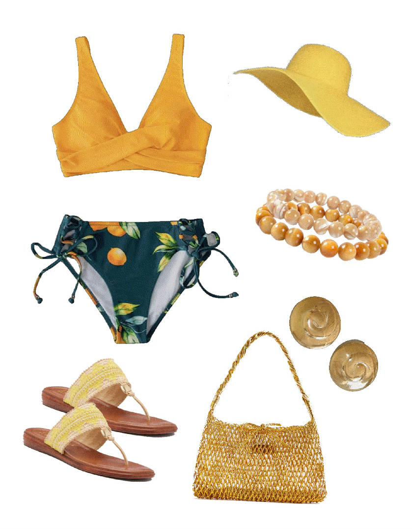 different color bikini outfit