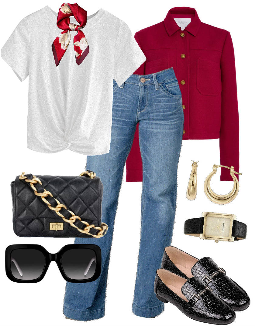 jeans with t-shirt and cardigan