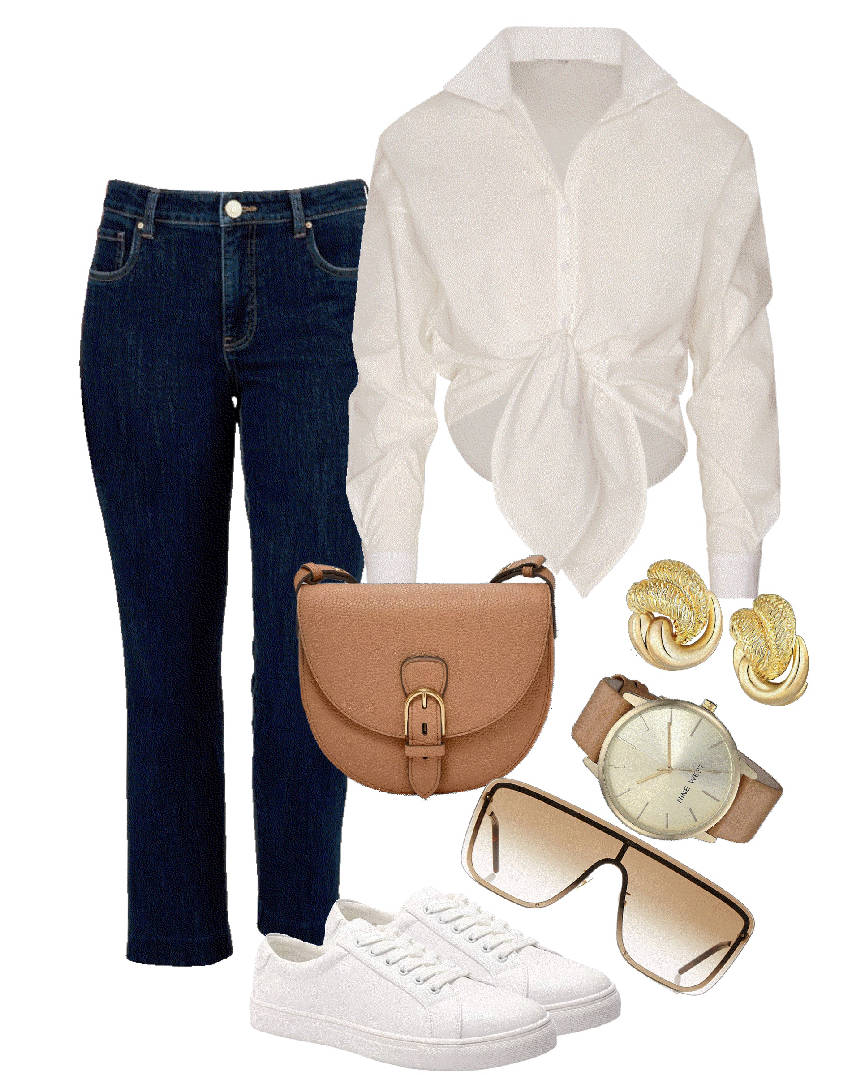slim jeans and white crop shirt