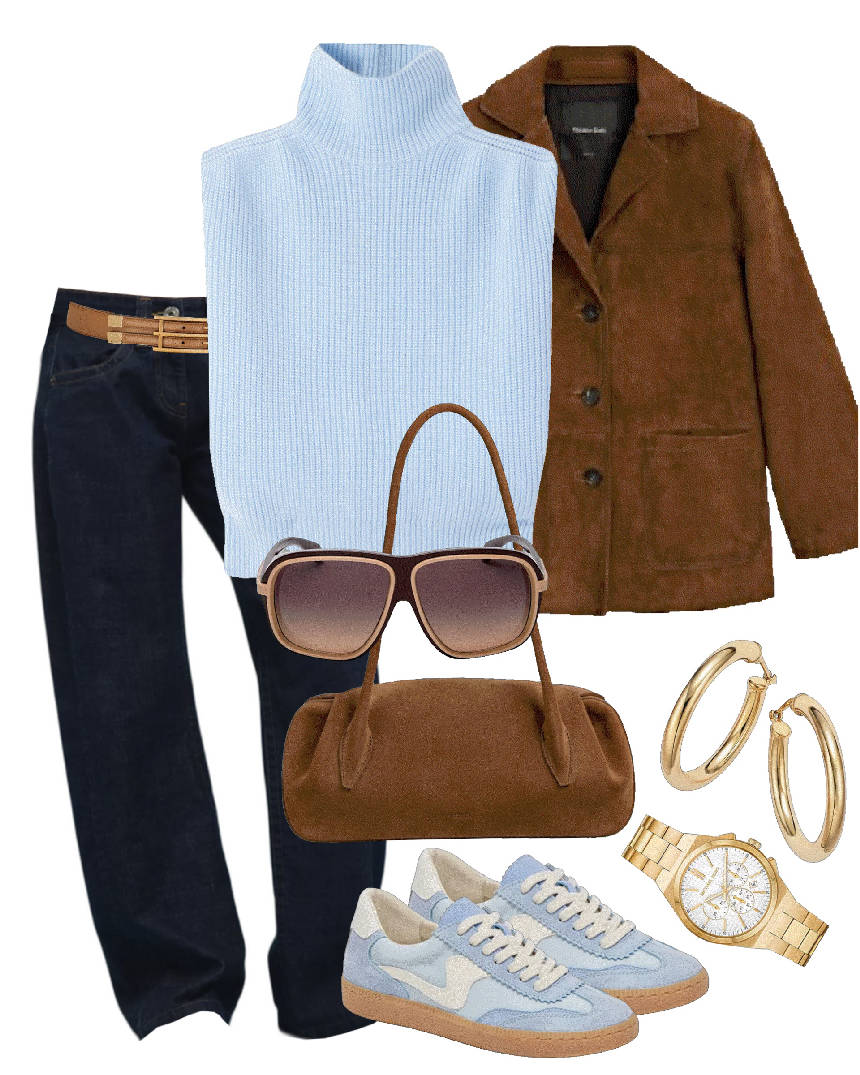 fall casual style in jeans and sneakers