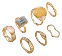 The Commense 7pcs vintage gemstone stacking ring set