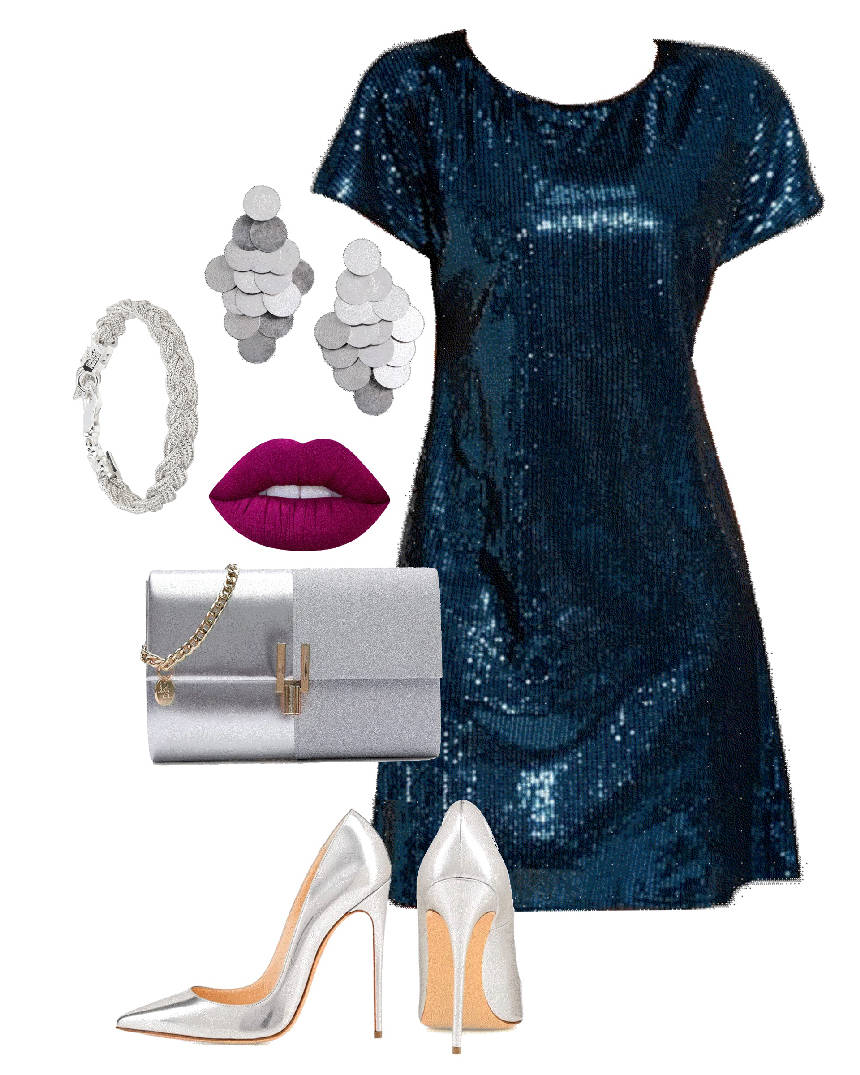 blue sequin mini cocktail dress