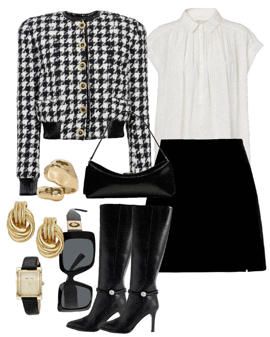 mini skirt and knee boots