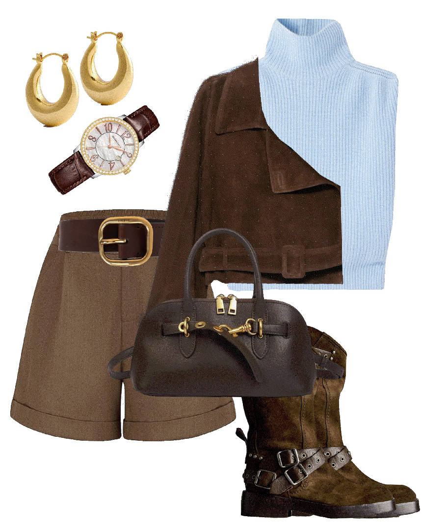 shorts with boots and jacket