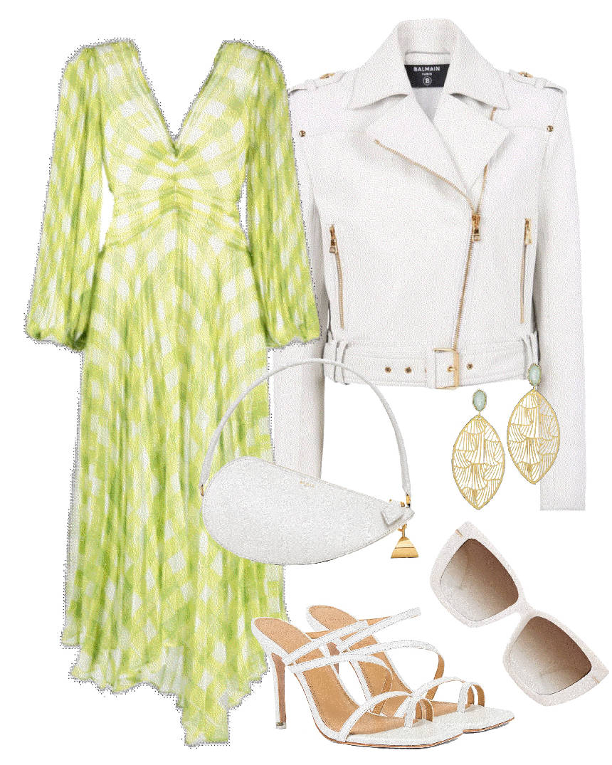 tartan green asymmetric dress outfit