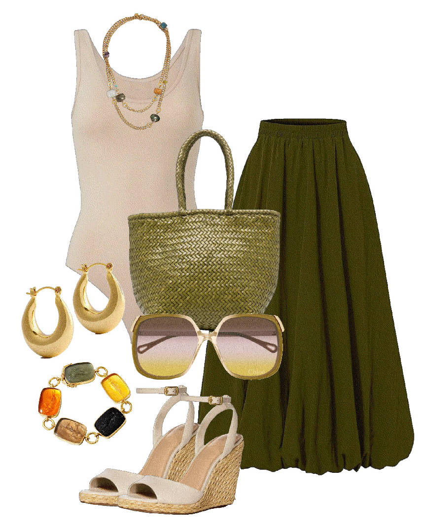 balloon maxi skirt and wedges