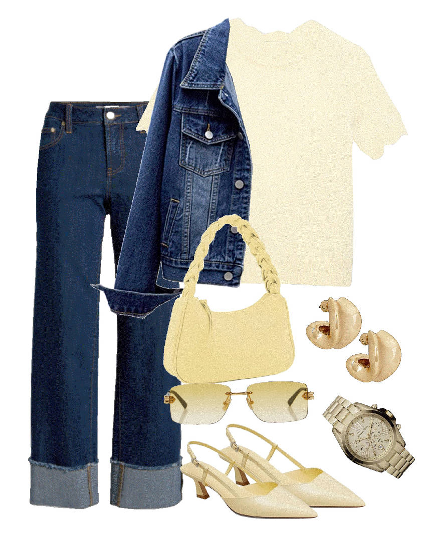dark blue cuff jeans
