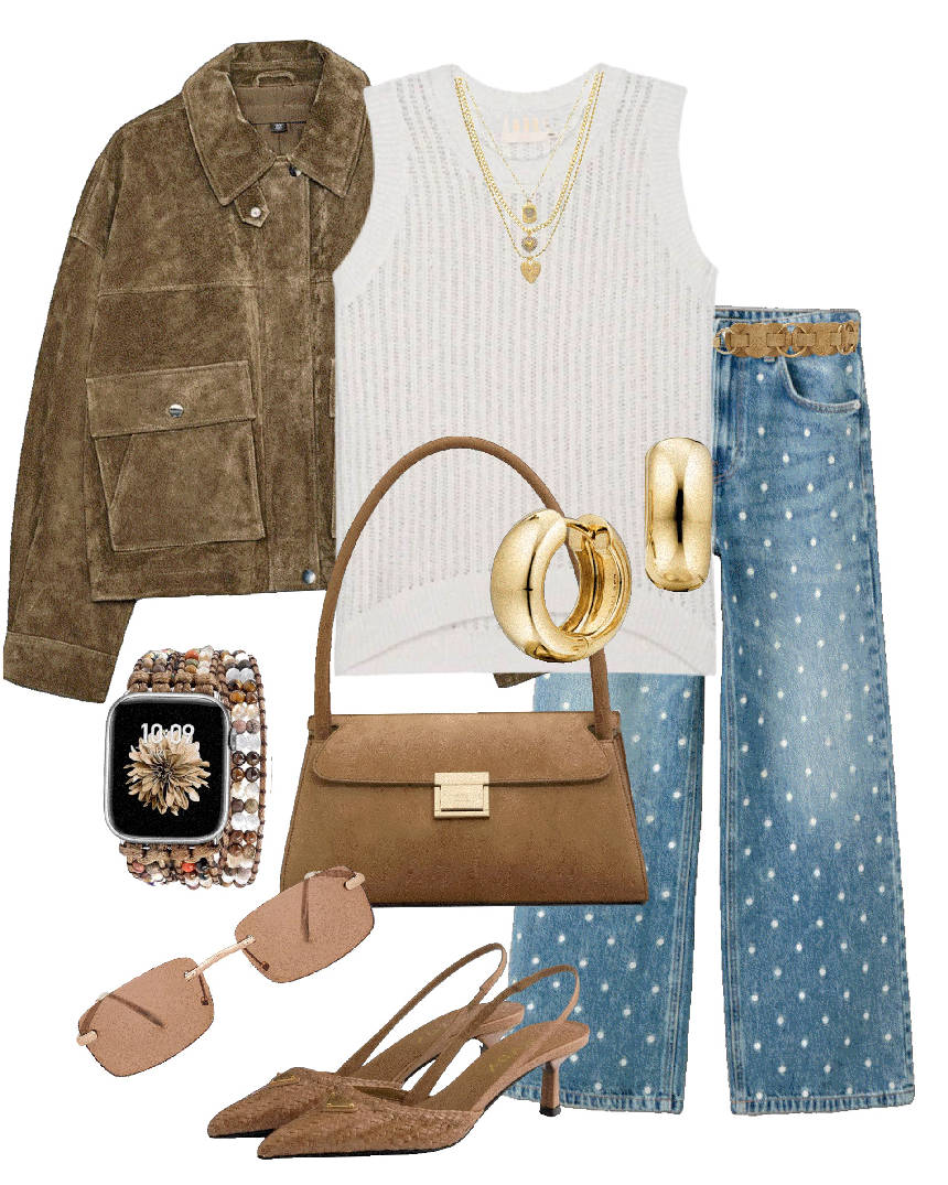 polka dot print jeans casual ouffit