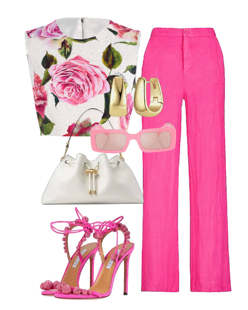 pink pants and crop top