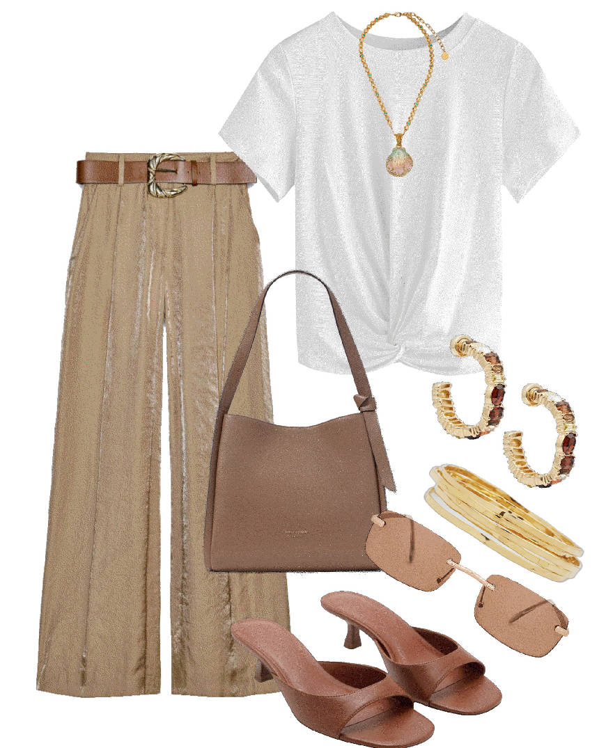 wide leg pants and t-shirt