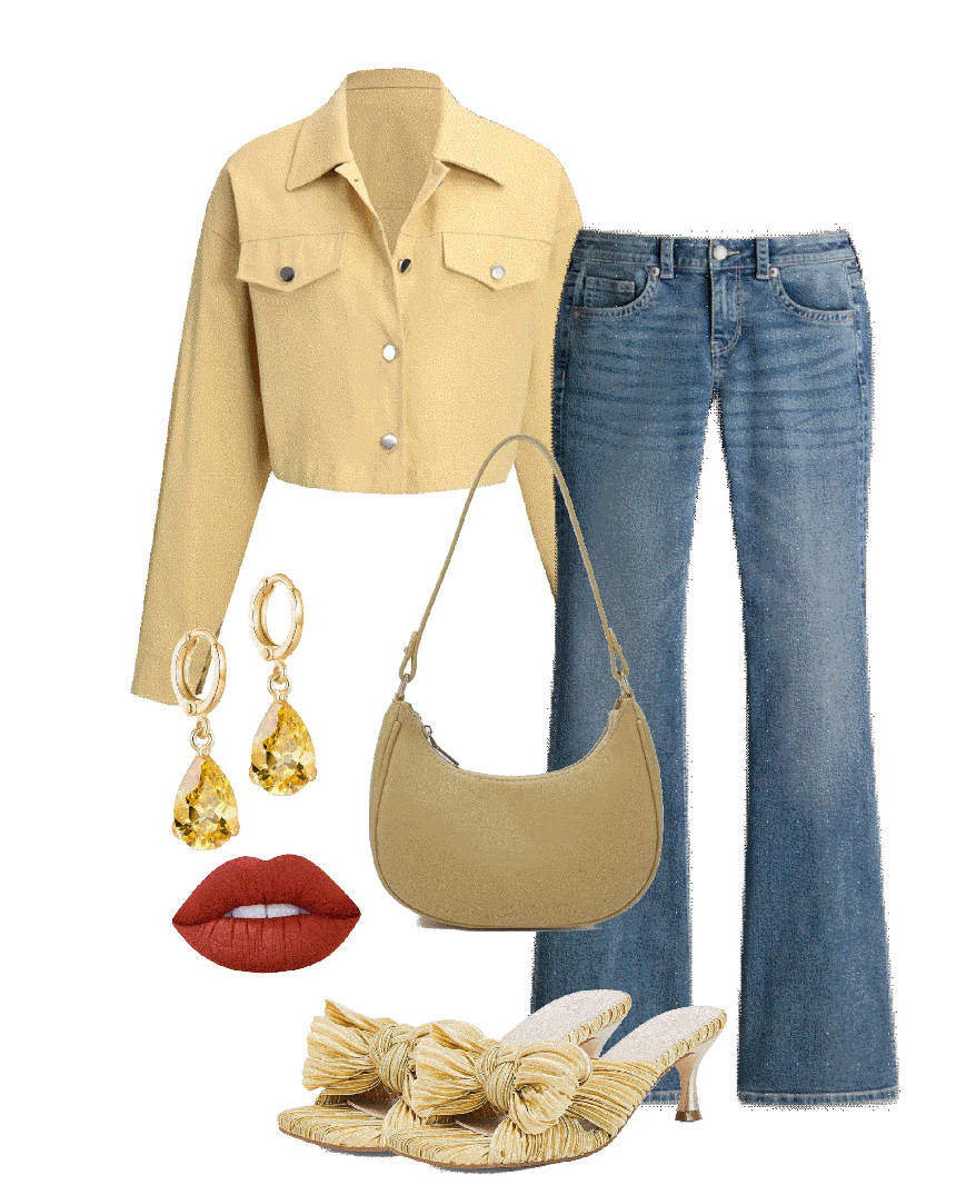 crop jacket and jeans