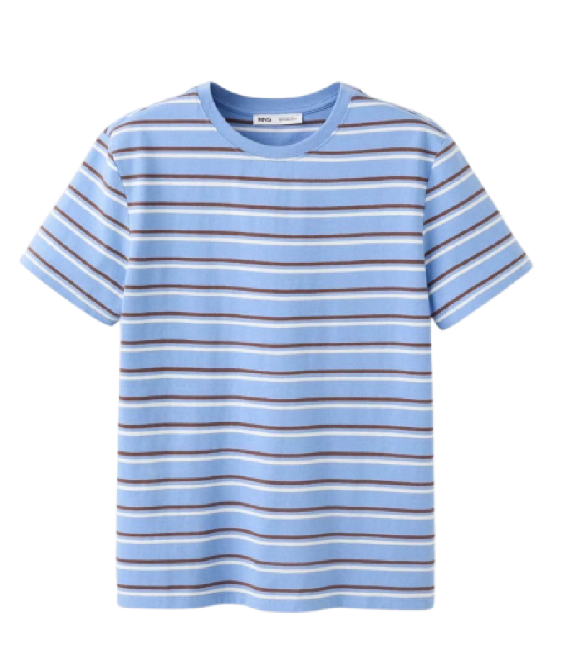 stripes cotton t-shirt blue Mango